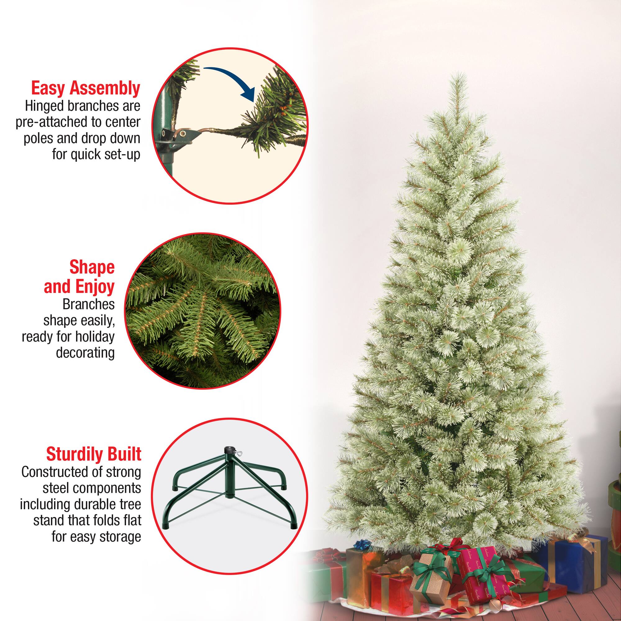 6ft. Unlit Artificial Arcadia Pine Cashmere Christmas Hinged Tree